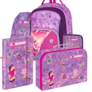 Školský batoh OXYGO Playworld Girl Pixel – 5-dielny set