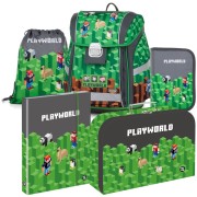 Školská taška pre prvákov Oxybag PREMIUM LIGHT Playworld 5dielny set a desiatový box Oxybag zadarmo
