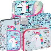 Aktovka pre prvákov Oxybag PREMIUM Light  Unicorn iconic 23 5dielny set