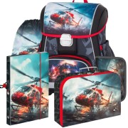 Školská aktovka Oxybag Premium Hasiči – 5-dielny set