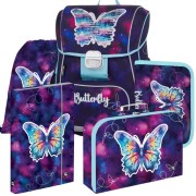 Školská aktovka Oxybag Premium Motýľ fialový – 5-dielny set