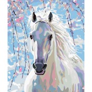 Diamantové maľovanie na ráme - BIELÝ KÔŇ 40x50 cm