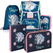 Školská taška Oxybag PREMIUM Unicorn I 5dielny set, dosky na zošity zdarma