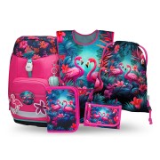 Školský batoh BAAGL Airy Plus Plameniaky – 5-dielny set