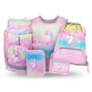 Školský batoh BAAGL Airy Rainbow Unicorn – 5-dielny set
