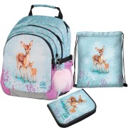Školský batoh pre prvákov Ulitaa Klasik Srnečci, 3dielny set