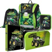 Školská taška pre prváka Oxybag PREMIUM LIGHT Traktor 5dielny set a desiatový box Oxybag zadarmo