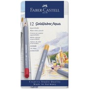 Akvarelové pastelky Faber-Castell Goldfaber Aqua plechová krabička, 12 farieb
